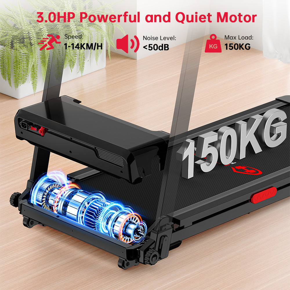 Tapis de course pliable Q8 Pro, 1-14KM/H, 20% Auto Incline, écran tactile