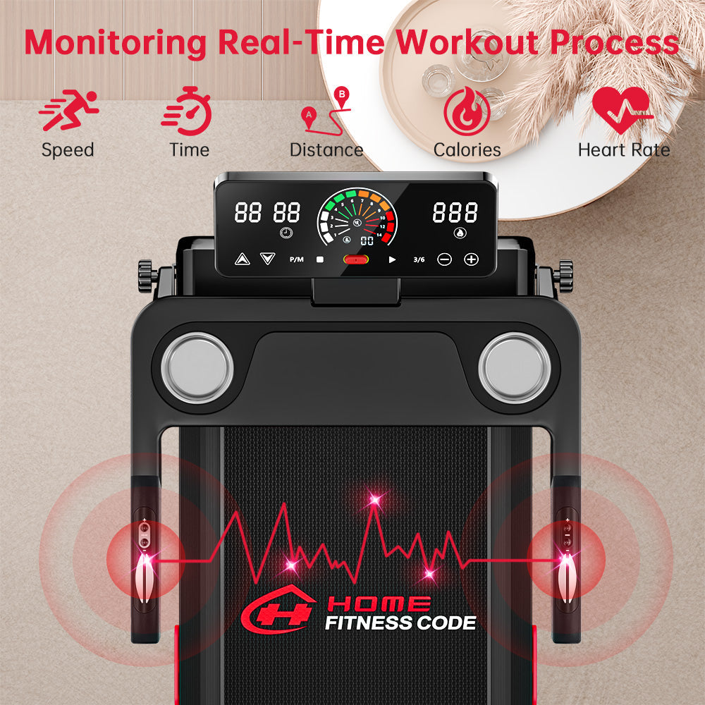 Tapis de course pliable Q8 Pro, 1-14KM/H, 20% Auto Incline, écran tactile