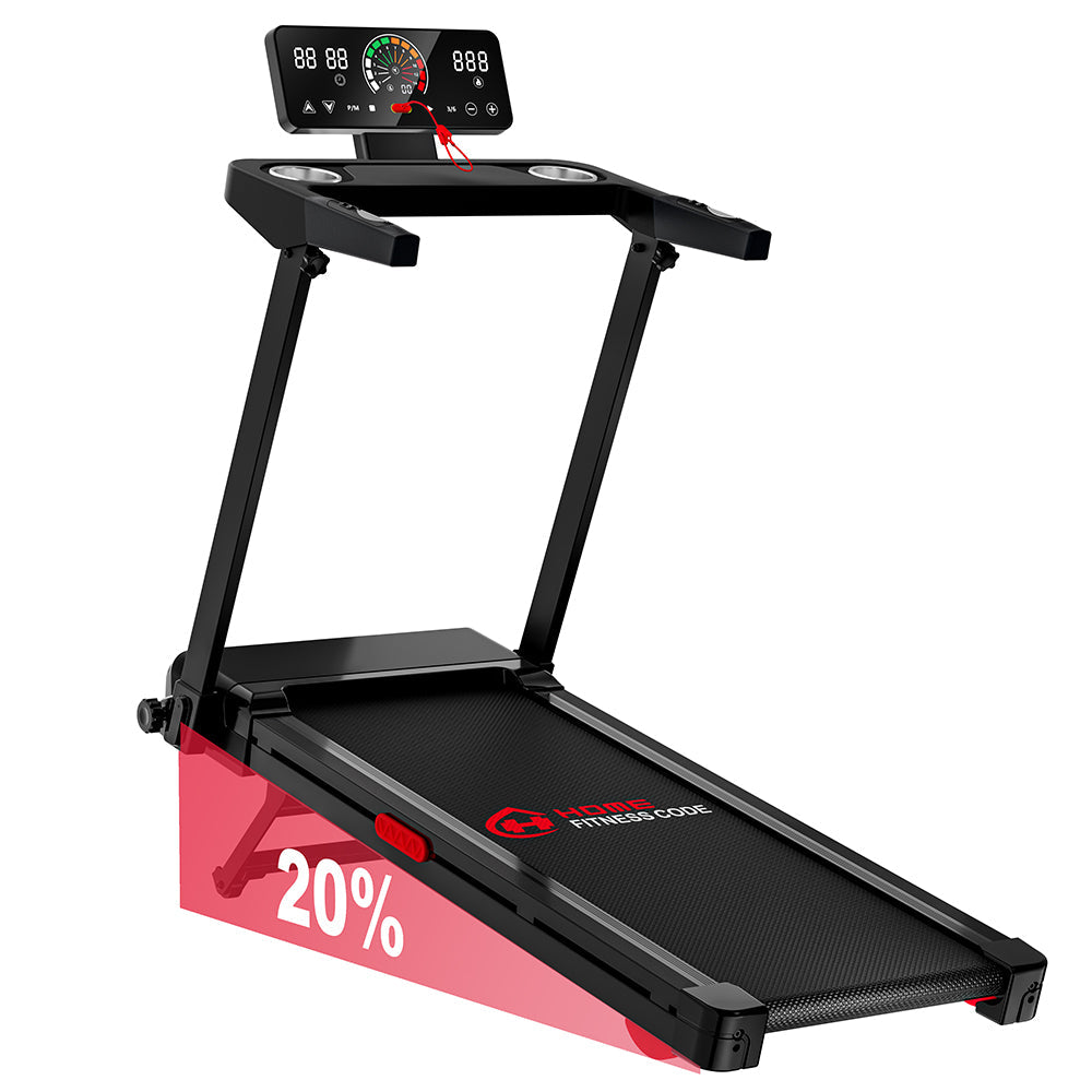 Tapis de course pliable Q8 Pro, 1-14KM/H, 20% Auto Incline, écran tactile