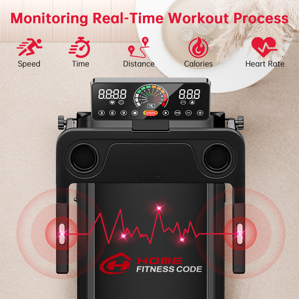 Tapis de course pliable Q8 Pro, 1-14KM/H, 20% Auto Incline, écran tactile